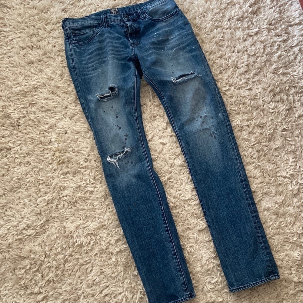 PRPS Distressed Jeans Sz 33 Indigo 35” Inseam Le Sabre Slim Fit Tapered